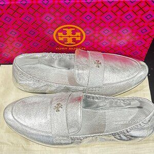 Tory Burch Ballet Loafer metallic leather size 9